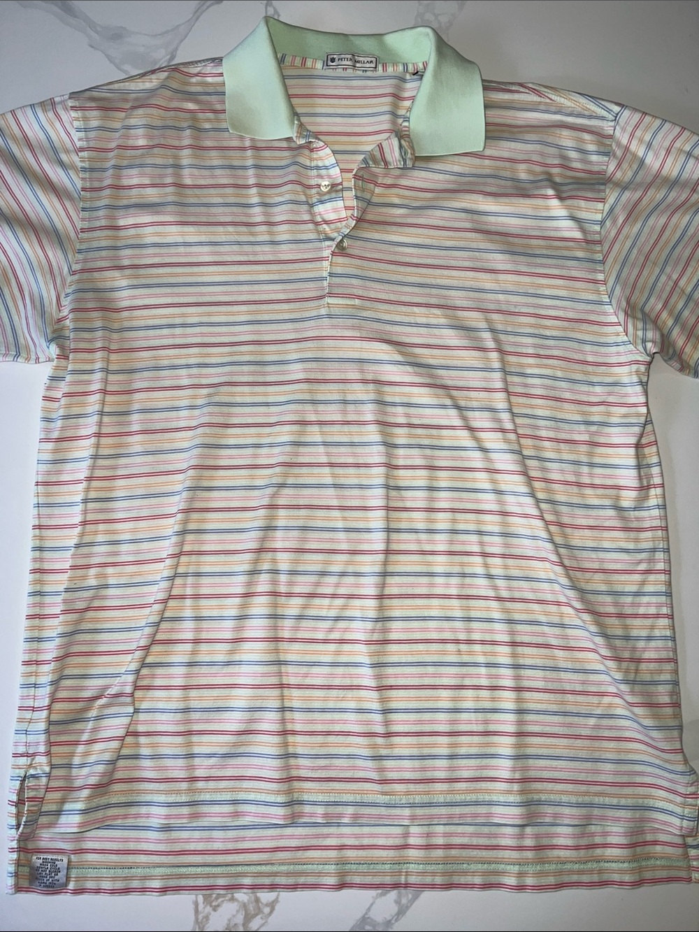 Peter Millar 100% Cotton Mint Multi-Stripe Polo